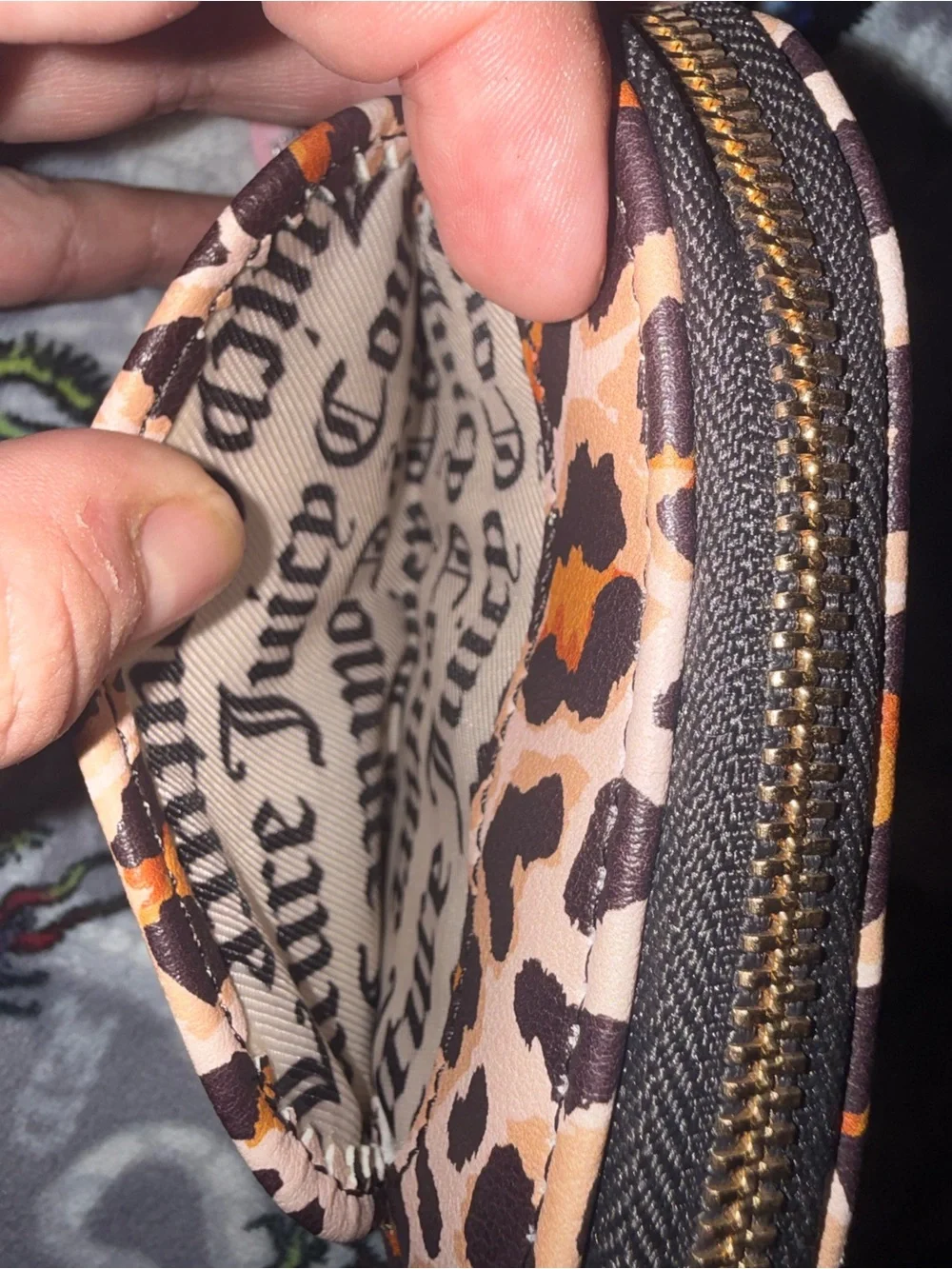 Juicy Couture Leopard Cosmetic Pouch - Pink, Brown & Black